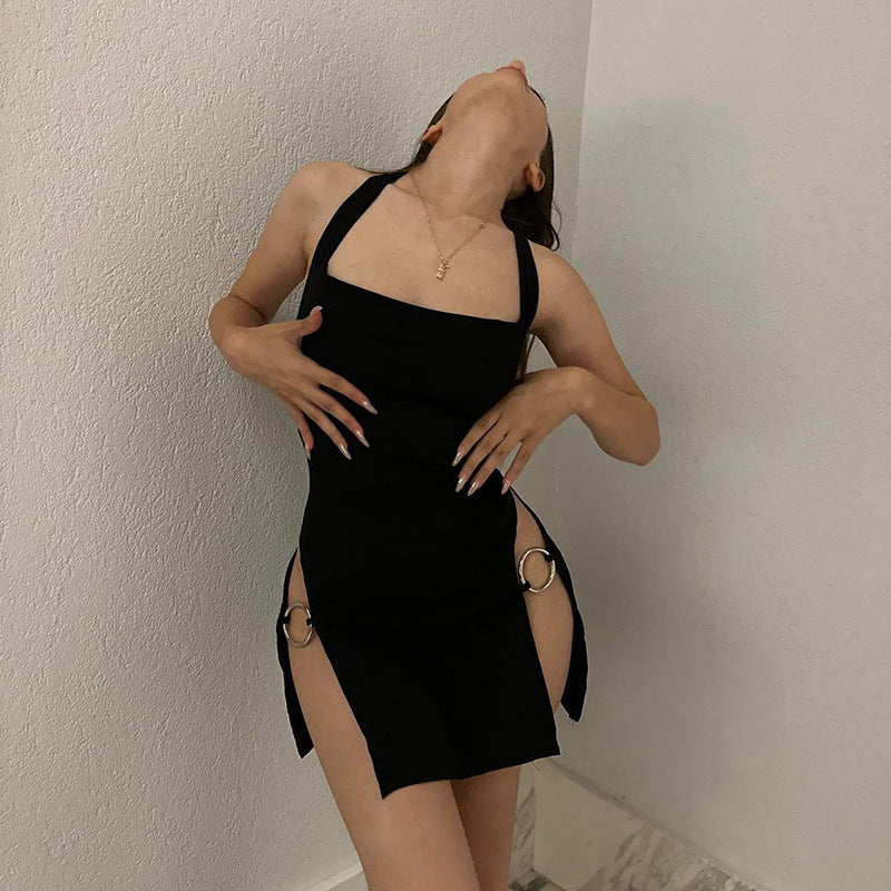 Backless Hollow-out Halter Women's Tight Dress