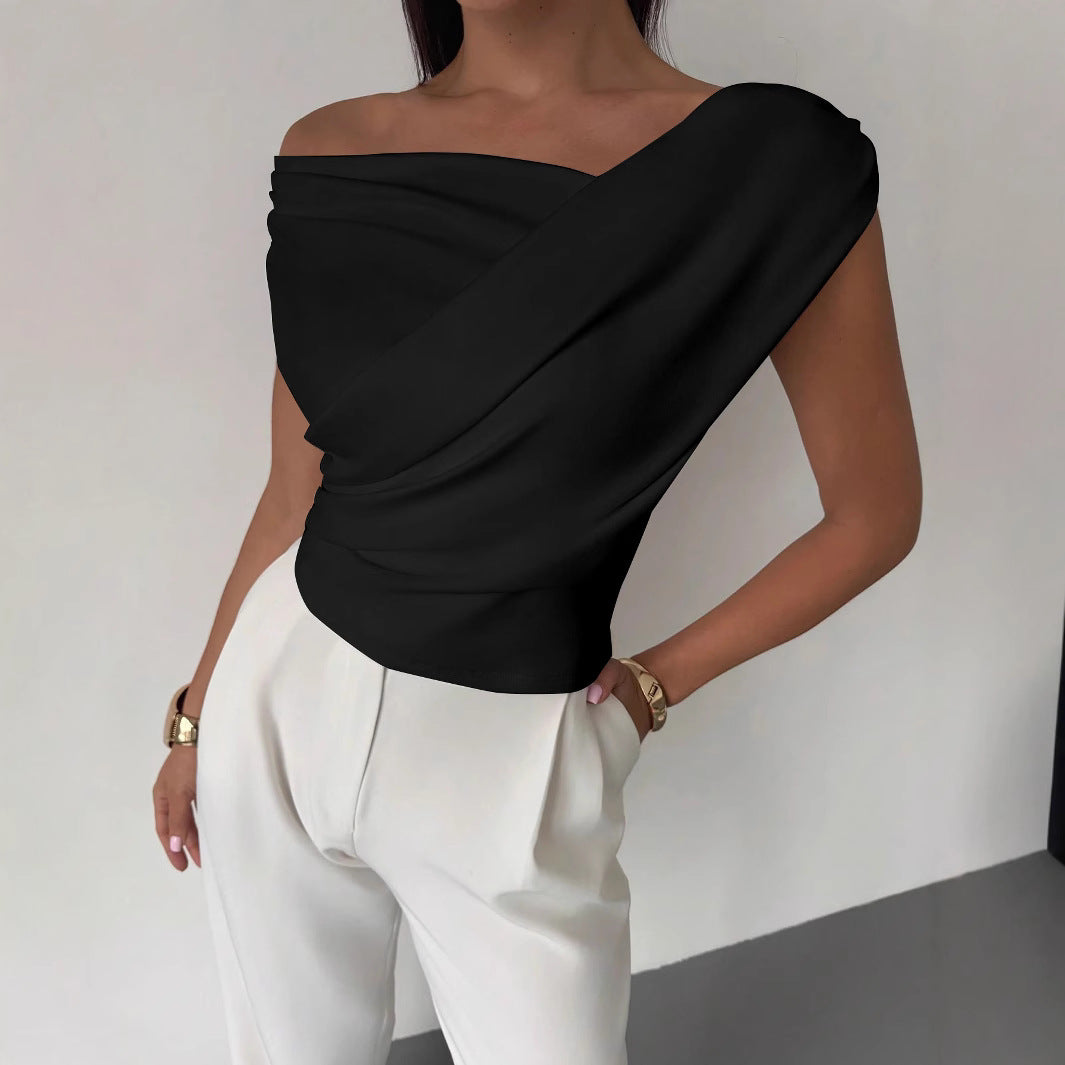 Fashion Personality Solid Color Sleeveless T-shirt For Women